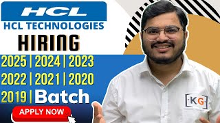 HCL Technologies Hiring 2025 2024 2023 2022 2021 2020 and 2019 Batch  HCL Off Campus Drive  IT Job [upl. by Faulkner169]