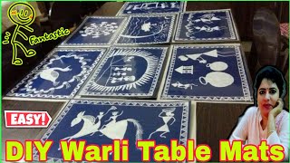 Easy DIY Warli Table Mats Tutorial  How to Make Warli Design PlaceMats  How to Draw Warli Painting [upl. by Pasahow585]