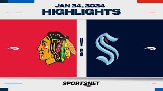 NHL Highlights  Blackhawks vs Kraken  January 24 2024 [upl. by Tabby]