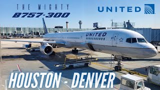 Trip Report  Mission Boeing 757  Houston  Denver  United First Class  Boeing B757300 [upl. by Eartha]