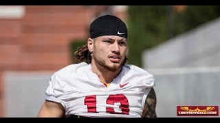 USC linebacker drills from spring football practice No 10 [upl. by Ihsar]