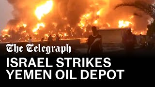 Flames seen across Middle East as Israel strikes Yemen [upl. by Suoicerp]