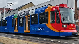 Sheffield SuperTram 105 From Middlewood To Meadowhall [upl. by Seleta]