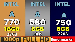 Intel Arc a580 VS a750 VS a770 VS RX 6600 VS RX 6500 XT VS RTX 3050 VS RX 6609 XT VS GTX 1650 Super [upl. by Heather]