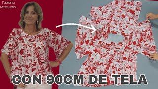 BLUSA FÁCIL CON 90CM DE TELA  Fabiana Marquesini  553 [upl. by Einnor29]