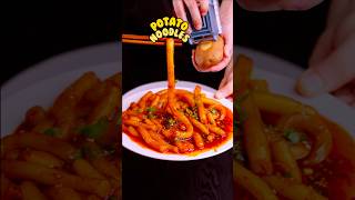 Spicy chilli potato noodles better than pasta noodles food recipe shortsvideo youtubeshorts [upl. by Terrej]