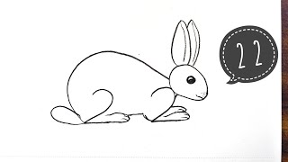 How To Draw RABBIT Drawing Easy Way From 22 Number  Step By Step Tutorial By harshguruarts [upl. by Inalaeham]