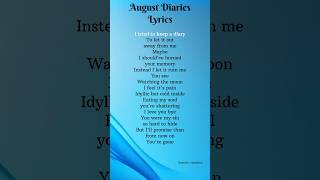 DhariaquotAugust Diariesquot Lyrics august song songlyrics shorts [upl. by Stein]