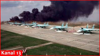 Ukraine is believed to have destroyed up to 12 Russian Su30 Su34 Su35 jets in Adygea [upl. by Tiana985]