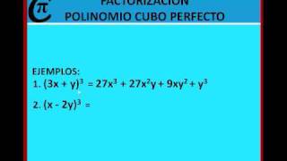 FACTORIZACION POLINOMIO CUBO PERFECTO [upl. by Ardnekat469]