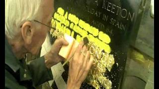 Gilding a black granite Memorial Headstone for Lidsters of worksopwmv [upl. by Hbahsur]