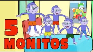 CINCO MONITOS SALTABAN EN LA CAMA Canciones Infantiles Coletas y Pachete [upl. by Luas480]