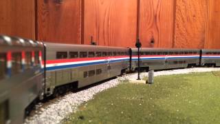 HO scale Rio Grande SD40T2 leads Amtrak California Zephyr [upl. by Nahshon789]