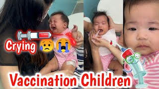 Children Crying Injection Video On Hip Mother Giving Vaccination To Daughter [upl. by Akeimahs]