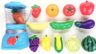 Learn Colors and Names Fruit Vegetables Strawberry Tomato Apple Velcro Cutting Slime Surprise Kinder [upl. by Itra]