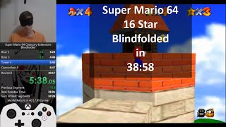 Blindfolded Speedrun Super Mario 64  16 Star in 3858 Former WR [upl. by Larred]