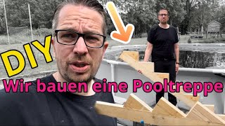 DIY Pooltreppe selber bauen  Holztreppe bauen  Treppe aus Holz  Anleitung [upl. by Razec818]