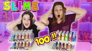 Mezclando 100 ESMALTES de UÑAS en un SLIME  Mixing 100 nail polish into a GIANT CLEAR SLIME [upl. by Pronty411]