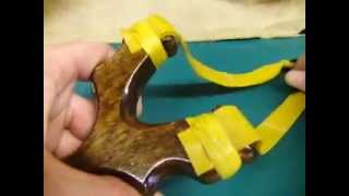 attaching flat bands to a catapult using the wrap and tuck method [upl. by Chelsey]