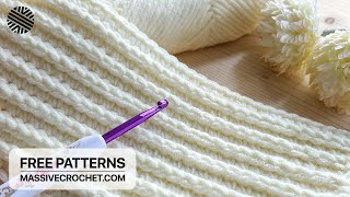 FAST amp EASY Crochet Pattern For Beginners ⚡️ 🥰 GORGEOUS Crochet Stitch for Blanket Scarf amp Hat [upl. by Adrian]