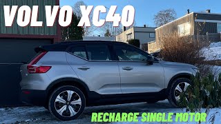 Volvo XC40 Recharge Extended Range Core Single Motor EL Bil  MY24  Schuko Laddare 8ALadda Hemma [upl. by Hamlani]