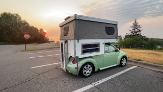 Camping in my Small Car for the First time  Overnight in Popup Tent [upl. by Tiff]