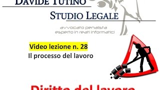 Diritto del lavoro  Video Lezione n 28 Il processo del lavoro [upl. by Llenrap]