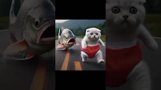 Ikan Ngejar Kucing🐠🦈funny komedikucing cat kucingkomedi lucukucing comedy [upl. by Crabb]