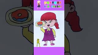 Donut song 🍩🥯kidssong donutsong yummyfood shortfeed draw color shortvideo drawingforkids [upl. by Abeh]