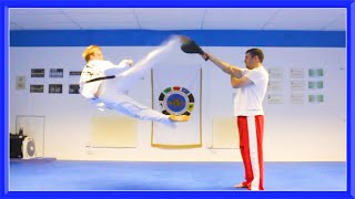 Taekwondo 540 Kick Paddle Hit  Ginger Ninja Trickster [upl. by Quinta]