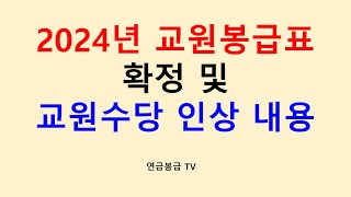 2024년 교원봉급표 확정 및 교원수당 인상 확정 내용 [upl. by Obola]