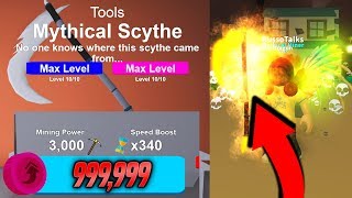 MAXED OUT MYTHICAL SYTHE IN MINING SIMULATOR EXPENSIVE Roblox [upl. by Doe]