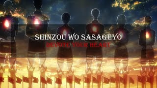 Shingeki no Kyojin S2 OP  Linked Horizon  Shinzou wo Sasageyo Lyrics with English Translation [upl. by Aieki233]