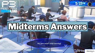 Persona 3 Reload  All Midterm Exams Answers MAY [upl. by Nnahs866]