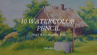 10 Realistic Watercolor Pencil Drawings  Time lapse That Will Inspire You [upl. by Rosenstein]