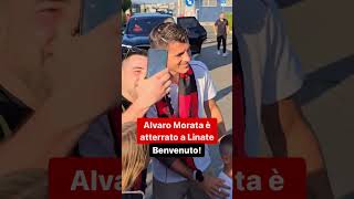 Milan l’arrivo di Alvaro Morata all’aeroporto di Linate [upl. by Fernanda]