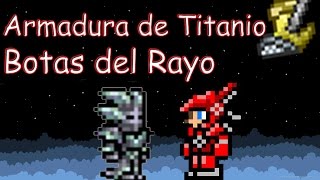 Guia terraria hard mode ep 7  Armadura de titanioadamantita y botas del rayo [upl. by Atinev]