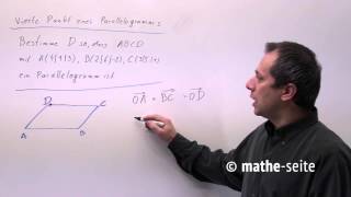 Den vierten Punkt eines Parallelogramms berechnen Beispiel 1  V0504 [upl. by Labannah]