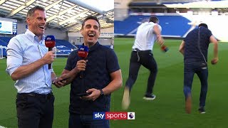 Carragher amp Neville race each other and answer fan questions  Instagram QampA [upl. by Lennej]