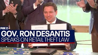 Governor DeSantis speaks on new retail theft law with Florida Attorney General [upl. by Luamaj]