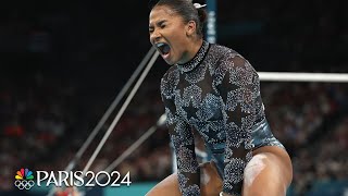 Jordan Chiles SENSATIONAL in Paris Olympic qualification on uneven bars  NBC Sports [upl. by Yeroc]