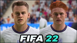 FIFA 22  ALL ENGLAND U21 PLAYERS WITH REAL FACES [upl. by Yarahs]