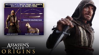 Assassins Creed Origins  How to Unlock Augilars Outfit and Weapons Free Twitch Prime Loot DLC [upl. by Fayth291]