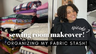 Organizing my fabric with tips amp tricks  fabric organization  sewing room makeover ep 2 [upl. by Jary]