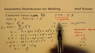 Expected Value Derivation Geometric Probability Distribution for Waiting [upl. by Retniw]