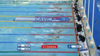 Cavic breaks Phelps record from Universal Sports [upl. by Anestassia]