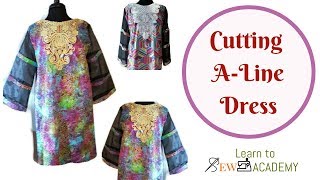 How to Cut ALine Dress with Sleeves [upl. by Nayab221]