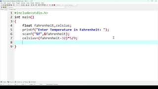 C Program 11  How to Convert Temperature Fahrenheit to Centigrade [upl. by Oibaf]