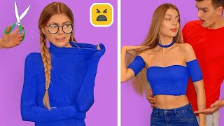 FASHION HACKS amp CLOTHES DIY Girls Clothes Transformation Ideas by Mr Degree [upl. by Kendy]