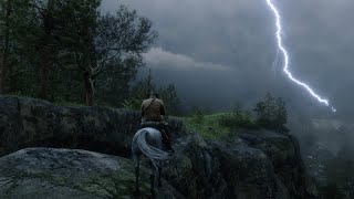 Thunderstorm Weather for RDR2 Like From Horror Movie 4K PC Gameplay With No HUD [upl. by Yovonnda306]